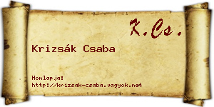 Krizsák Csaba névjegykártya
