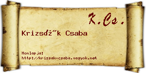 Krizsák Csaba névjegykártya
